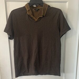 Express Men’s Brown Polo with Contrast Trim